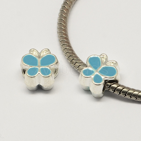 Alloy Enamel Butterfly Large Hole European Beads MPDL-R036-47F-1