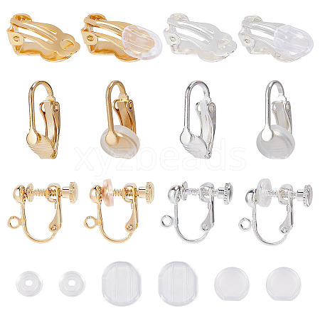 SUNNYCLUE 12Pcs 6 Style Brass Clip-on Earring Findings DIY-SC0021-28-1