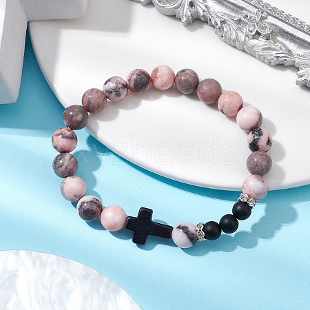 Natural & Synthetic Gemstone Beads Stretch Bracelets BJEW-JB11318-02-1