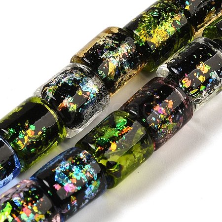 Handmade Dichroic Foil Glass Beads Strands DICH-U001-09A-1