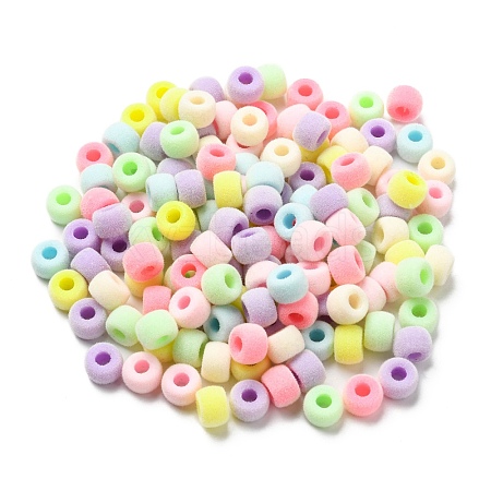 Flocky Acrylic European Beads OACR-E020-06-1