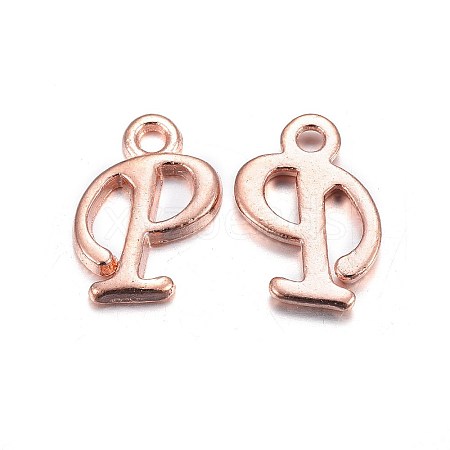 Rose Gold Plated Alloy Letter Pendants PALLOY-P097-05-P-1