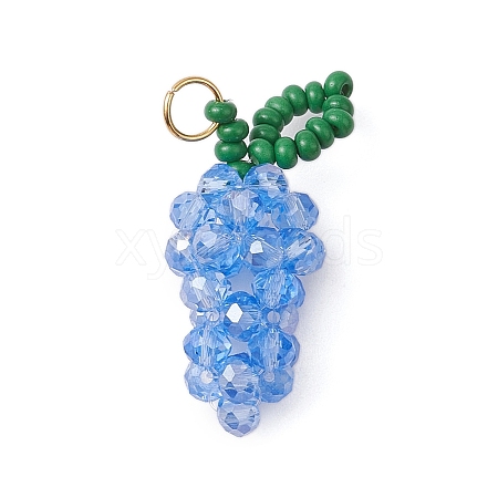 Handmade Glass Beaded Grape Pendants PALLOY-MZ00489-01-1