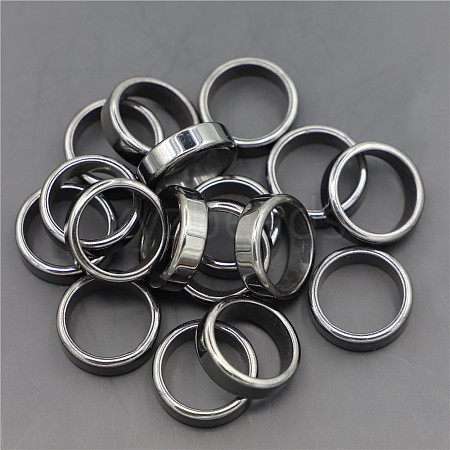 Non-Magnetic Synthetic Hematite Plain Band Ring FIND-PW0021-11H-1
