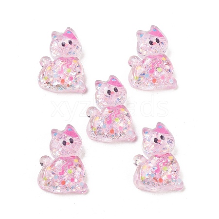 Transparent Resin Bowknot Kitten Decoden Cabochons RESI-M045-07A-1