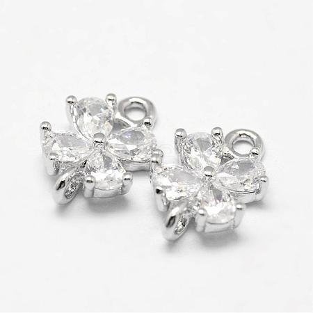 Flower Brass Micro Pave Cubic Zirconia Links ZIRC-L053-08P-1