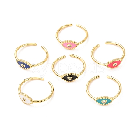 Evil Eye Golden Enamel Cuff Rings for Girl Women KK-G404-15-1