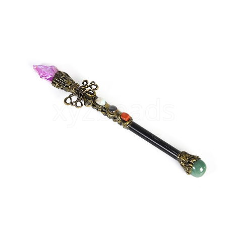 Natural Quartz & Metal Octopus Magic Wand PW-WG37353-02-1