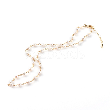 Natural Pearl Beaded Necklaces NJEW-JN03435-02-1