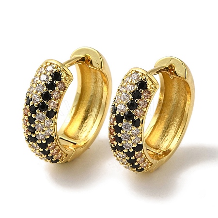 Rack Plating Brass Micro Pave Cubic Zirconia Hoop Earrings EJEW-B062-30G-01-1