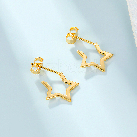 Simple Sterling Silver Star Stud Earrings UU1378-1-1