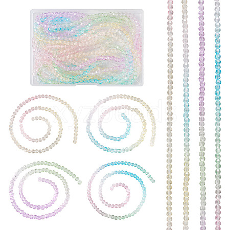 8 Strands 4 Colors Transparent Glass Beads Strands GLAA-TA0001-23-1