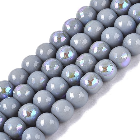 Electroplate Opaque Glass Beads Strands EGLA-Q132-6MM-01C-20-1