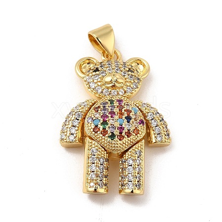 Brass Micro Pave Cubic Zirconia Pendants KK-E077-01G-05-1