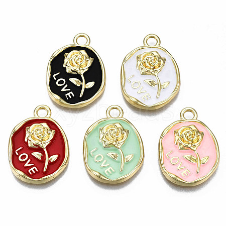 Rack Plating Alloy Enamel Pendants PALLOY-N172-063-1