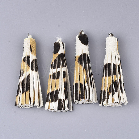 Eco-Friendly Cowhide Leather Tassel Big Pendants FIND-S301-36G-1