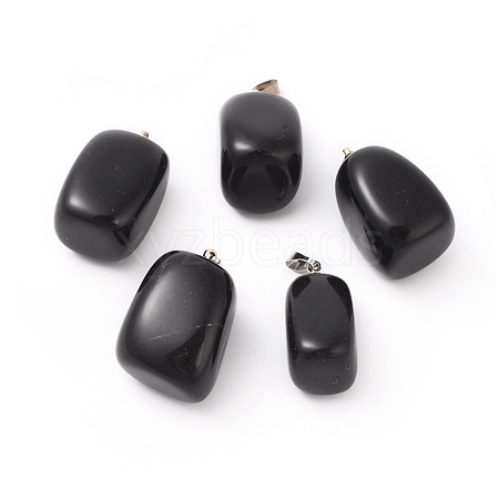 Natural Dyed & Heated Black Agate Pendants G-k302-B16-1