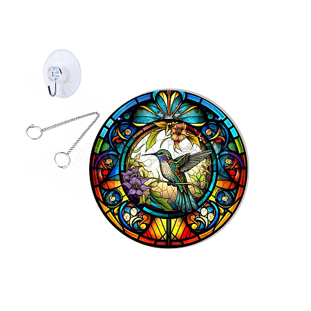 Flat Round Stained Acrylic Window Planel BIRD-PW0001-026D-1