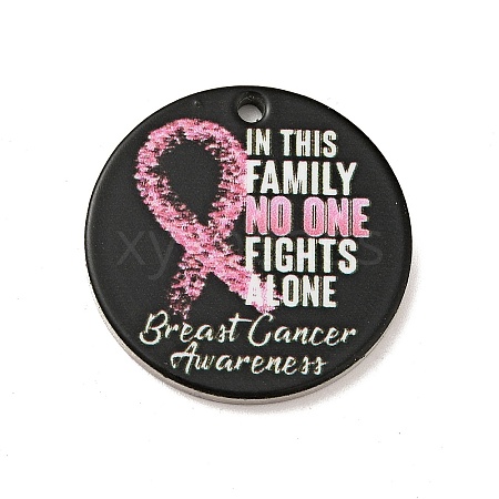 Breast Cancer Pink Awareness Ribbon Style 201 Stainless Steel Pendants STAS-J041-03A-1