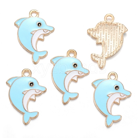 Sea Animal Alloy Enamel Pendants PW-WGE87A6-05-1