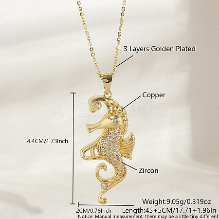 Ocean Summer Brass Pave Clear Cubic Zirconia Pendant Necklaces FS-WG8D1A7-19-1
