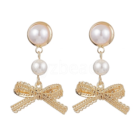 Round Shell Pearl Ear Studs EJEW-TA00539-1