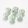 Rondelle Lawn Green Handmade Porcelain Large Hole European Beads X-OPDL-G001-9-1