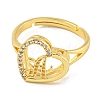 Heart with Letter Rack Plating Brass Micro Pave Cubic Zirconia Adjustable Rings for Women RJEW-I105-06G-A-2
