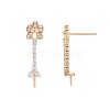 Brass Micro Pave Clear Cubic Zirconia Stud Earring Findings KK-S364-142-3