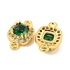Brass Pave Clear & Green Cubic Zirconia Connector Charms KK-P275-47G-2