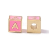 Rack Plating Brass Enamel Beads KK-B060-04G-05A-1