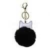 Imitation Rex Rabbit Fur Ball & PU Leather Cat Pendant Keychain X1-KEYC-K018-05KCG-04-2