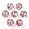 UV Plating Rainbow Iridescent Acrylic Beads OACR-T026-02-2