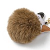 Imitation Rex Rabbit Fur Ball & PU Leather Cat Pendant Keychain KEYC-K018-05KCG-03-3