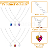 6Pcs 6 Style Glass Heart Pendant Necklaces Set with Brass Chains NJEW-AB00021-3