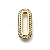 Brass Micro Pave Clear Cubic Zirconia Oval Linking Rings KK-Z093-43G-1