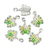 Silver Plated Alloy Enamel Rhinestone Pendants HJEW-PH01196-01-3