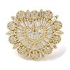 Rack Plating Brass Micro Pave Cubic Zirconia Cuff Finger Rings for Women RJEW-C114-21A-G-2