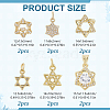 12Pcs 6 Styles Brass Micro Pave Cubic Zirconia Pendants KK-HY0004-49-2