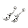 Crescent Moon Face 316 Surgical Stainless Steel Dangle Belly Button Rings EJEW-G416-14AS-4