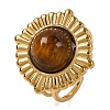 Round Natural Tiger Eye Finger Rings RJEW-Q822-20G-01-1