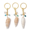 4Pcs Natural Shell Pendant Keychains KEYC-JKC01094-3