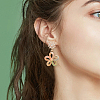 BENECREAT 8Pcs Brass Pave Clear Cubic Zirconia Flower Stud Earrings Finding KK-BC0011-13-4