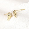 Conch Brass Micro Pave Clear Cubic Zirconia Stud Earrings EJEW-C186-05G-2