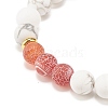 Natural Weathered Agate(Dyed) & Howlite Round Beaded Stretch Bracelet BJEW-JB08087-01-5