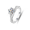 Rhodium Plated 925 Sterling Silver Micro Pave Cubic Zirconia Finger Rings WG64EDC-05-2