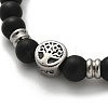 Synthetic Black Stone Round Beaded Stretch Bracelets BJEW-F479-01P-2