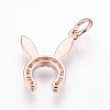 Brass Cubic Zirconia Bunny Pendants ZIRC-G144-07RG-02-2