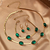 Oval Alloy with Plastic Snake Chain Necklaces & Hoop Earrings & Bracelets Sets FS-WG25106-01-5