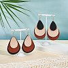2 Pairs 2 Colors Bohemian PU Leather Teardrop Dangle Earrings EJEW-CL0001-04-4